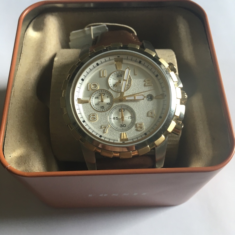 Men’s Fossil Two-Tone Chronograph with Brown Leather Band - Grant Watch - FS4788 - Picture 2 of 4